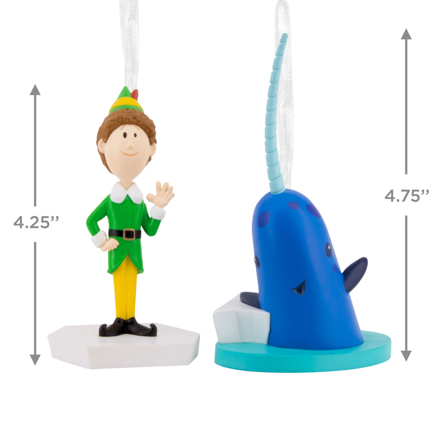 Elf Buddy the Elf and Narwhal Christmas Ornaments measurement image number 6