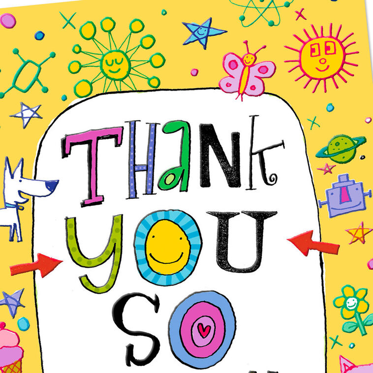 Flower and Dog Doodles Thank You Card Card Front Detail image number 4