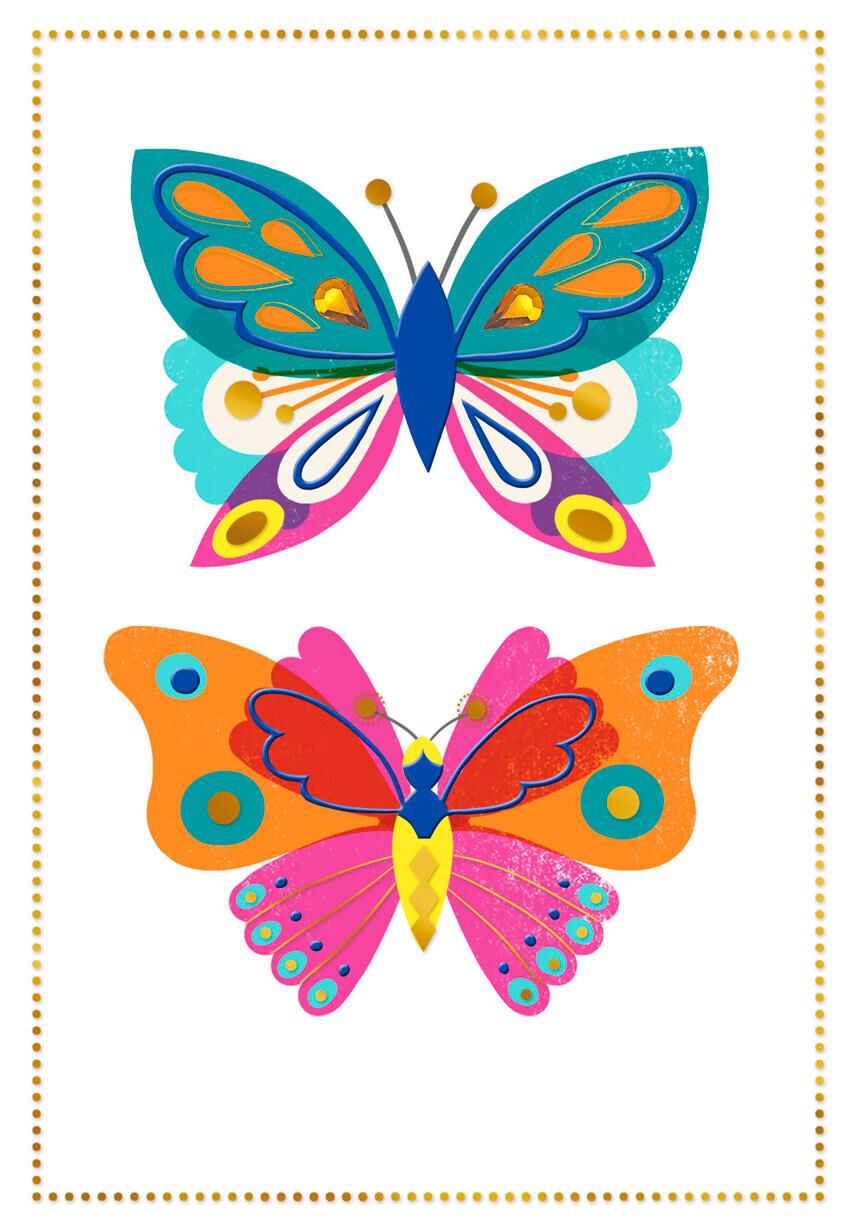 Colorful Butterflies Blank Thinking of You Card