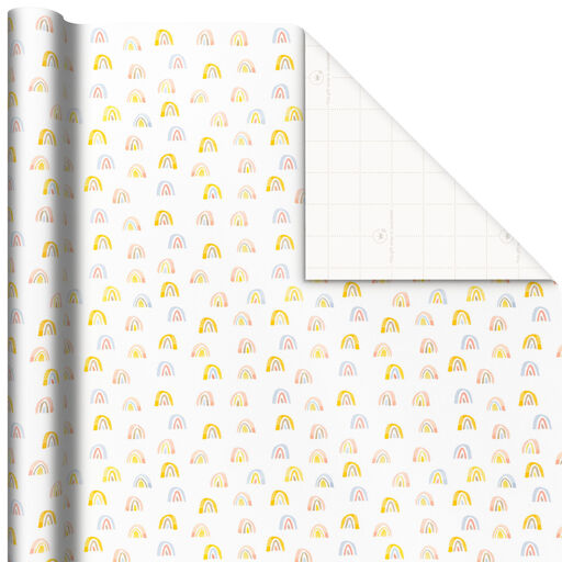 Watercolor Rainbows on White Wrapping Paper, 20 sq. ft., 
