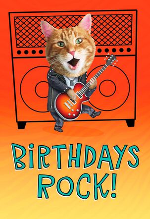 Cat Rocking Out Birthday Card - Greeting Cards - Hallmark