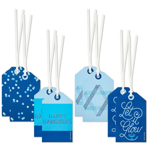 Tree of Life Shades of Blue Hanukkah Gift Tags, Pack of 8, 