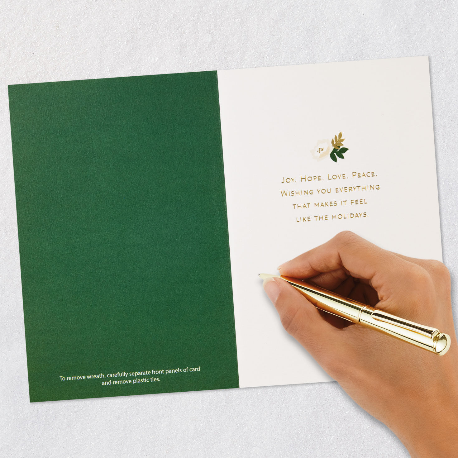 White Floral Wreath Christmas Card Signing card image number 7