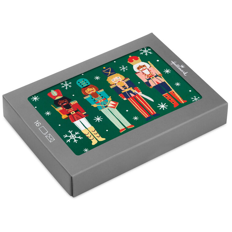 Nutcrackers on Green Boxed Christmas Cards, Pack of 16