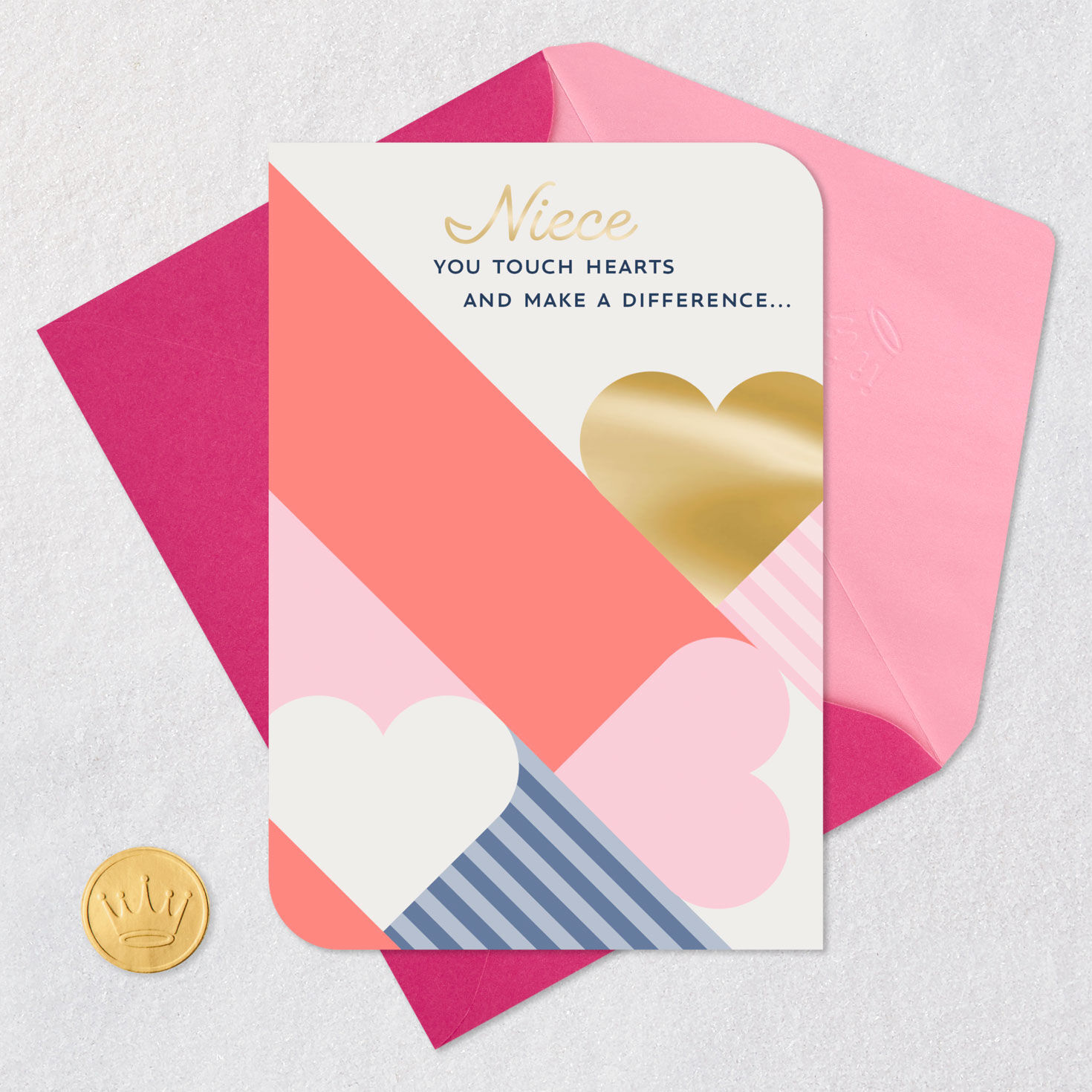 Modern Hearts Mother's Day Card for Niece Card Front with Envelope and Gold Seal image number 6