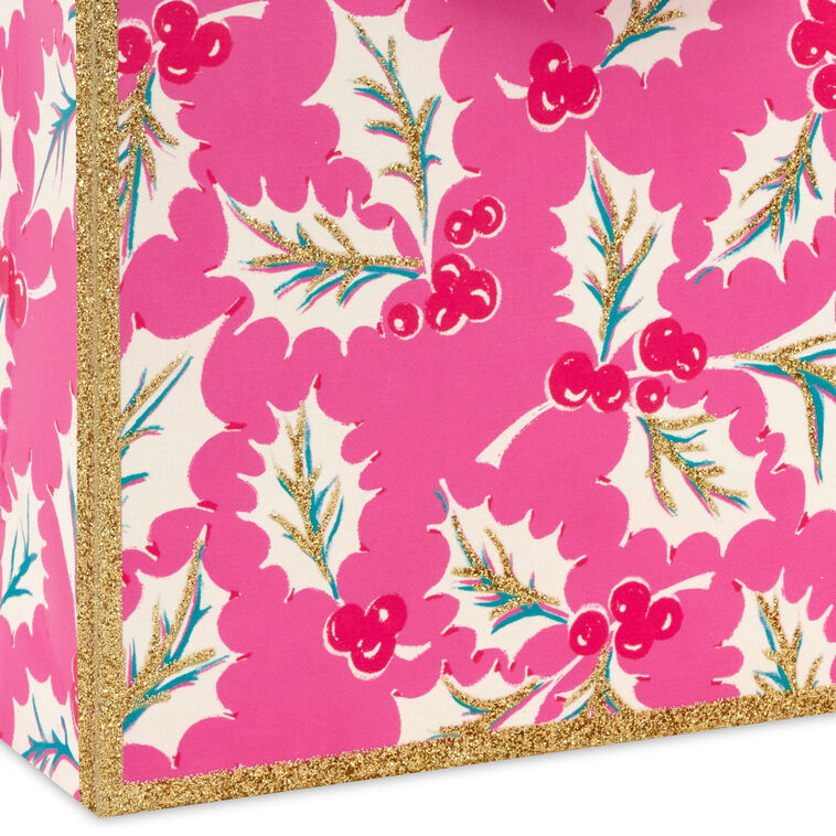 Lacey Chabert Holly Small Pink Christmas Gift Bag Base/Side Detail image number 5