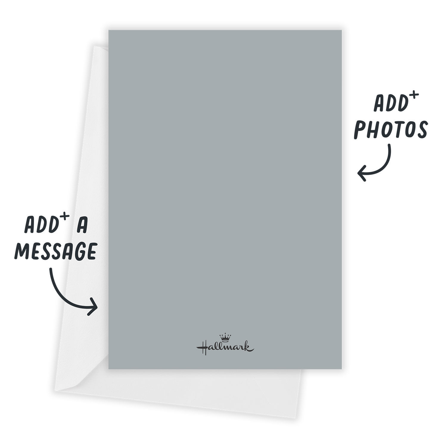 Large Text on Gray Personalized Save the Date Card Card Back with envelope  indicating personalization image number 3