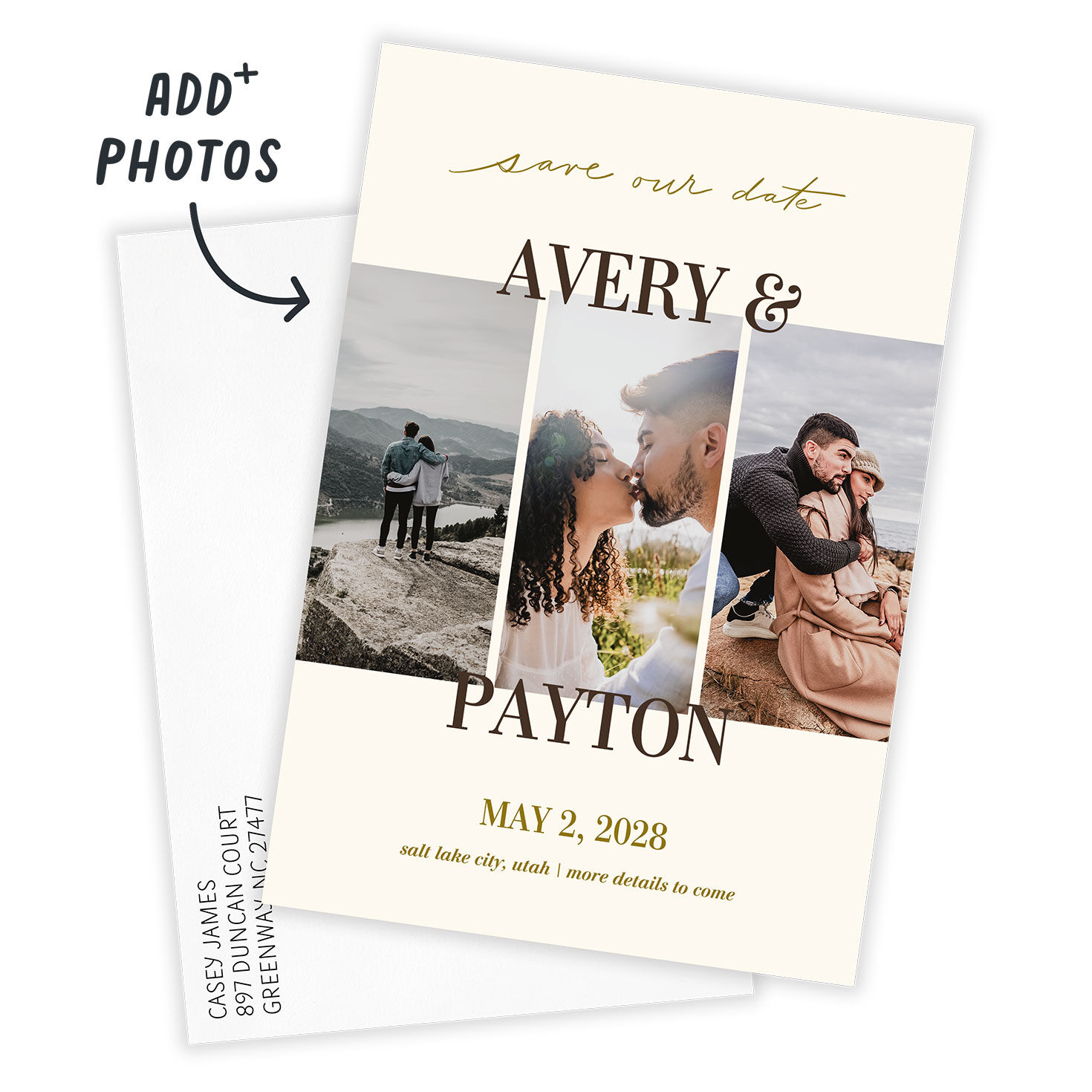 Side By Side Photo Collage Save the Date, , large image number 2