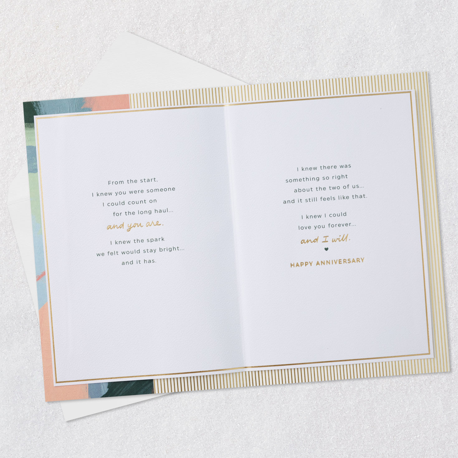 Two Hearts Romantic Anniversary Card for Spouse Open card with envelope image number 4