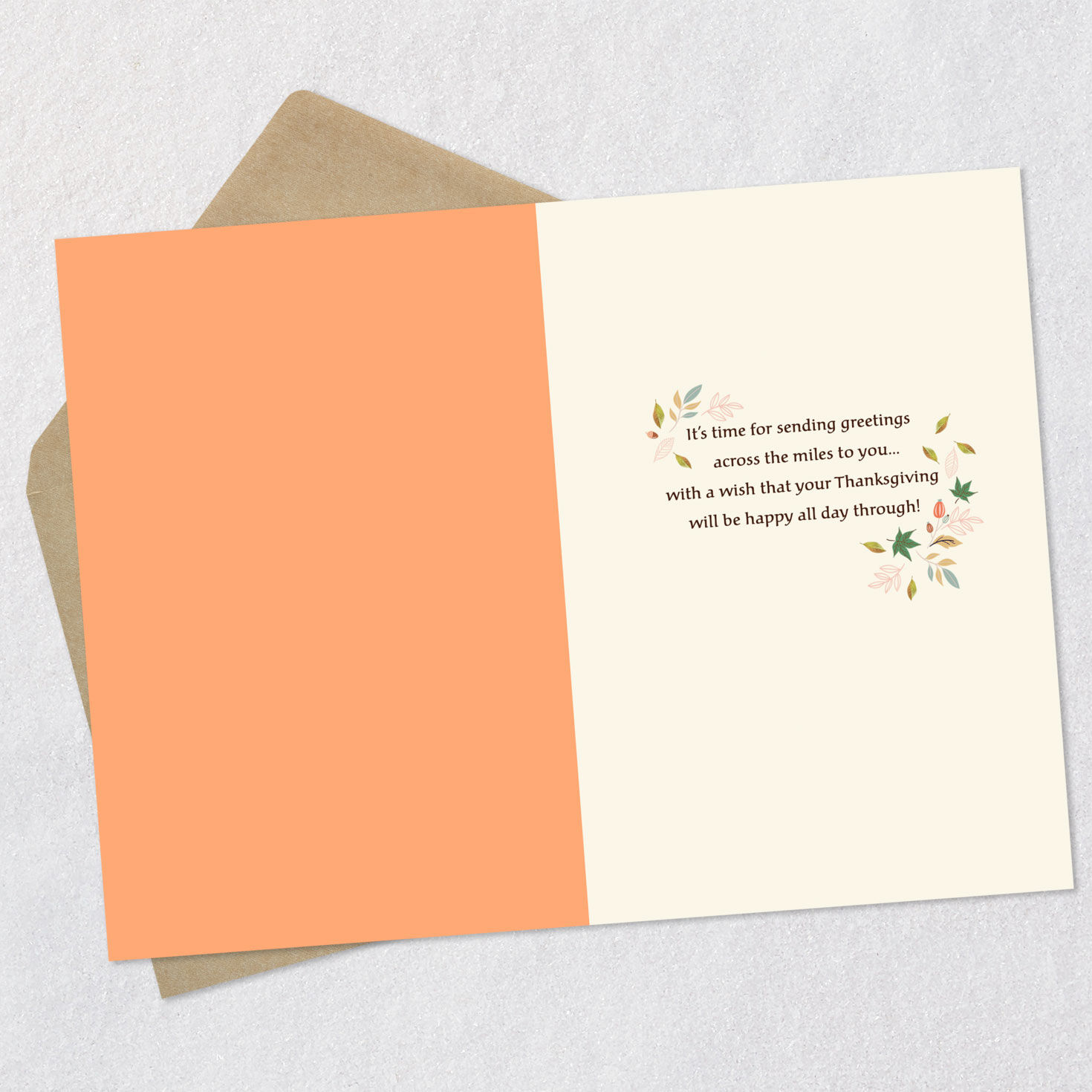 Fall Botanical Border Thanksgiving Card Open card with envelope image number 3