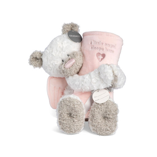 Demdaco Guardian Angel Bear and Pink Blanket, Set of 2, 