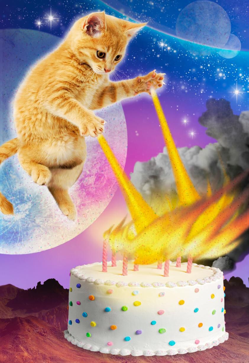 Cake's on Fire Funny Birthday Card
