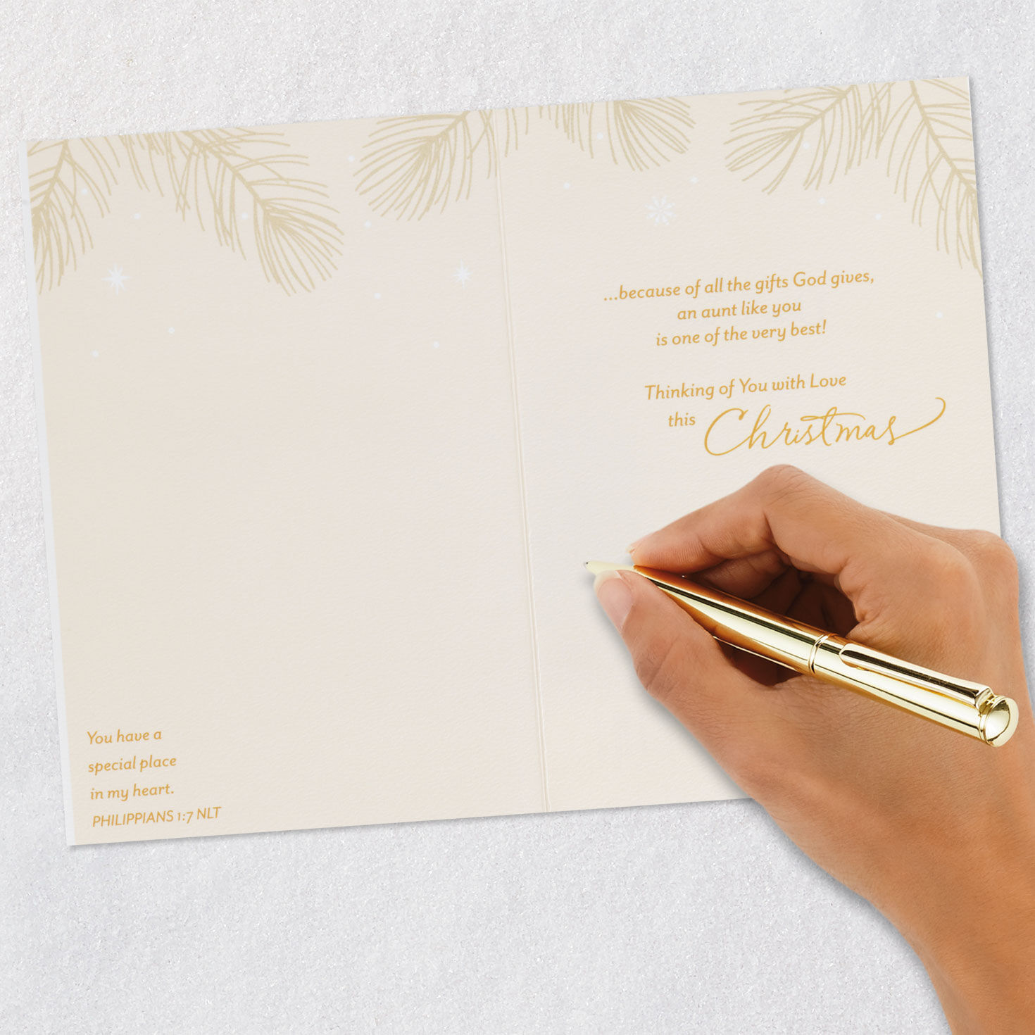 Vintage Ornaments Religious Aunt Christmas Card signing card image number 7