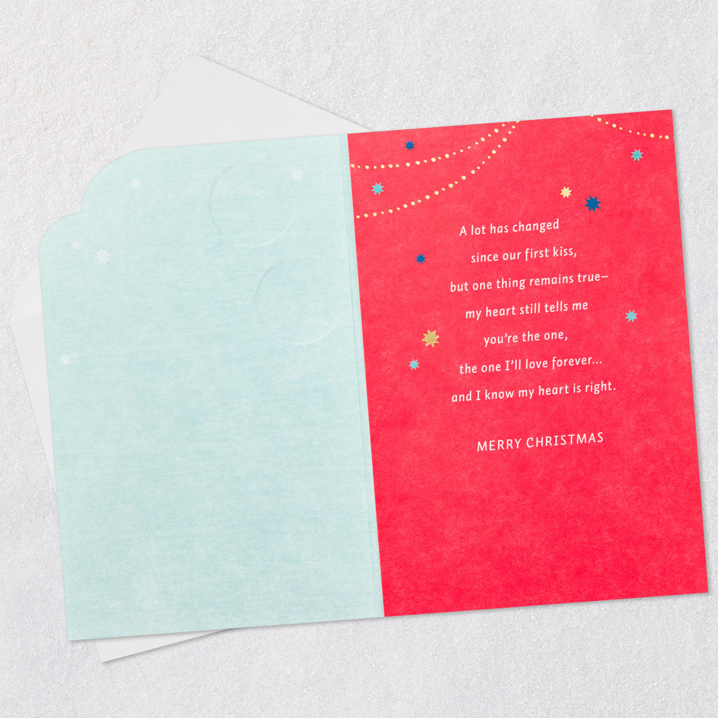 Ornaments and Stars Romantic Christmas Card Open card with envelope image number 3