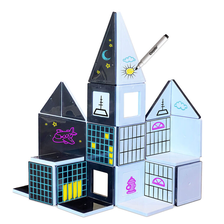 Crayola Black White Doodle Magnetic Tiles Set, 35 pieces Arts