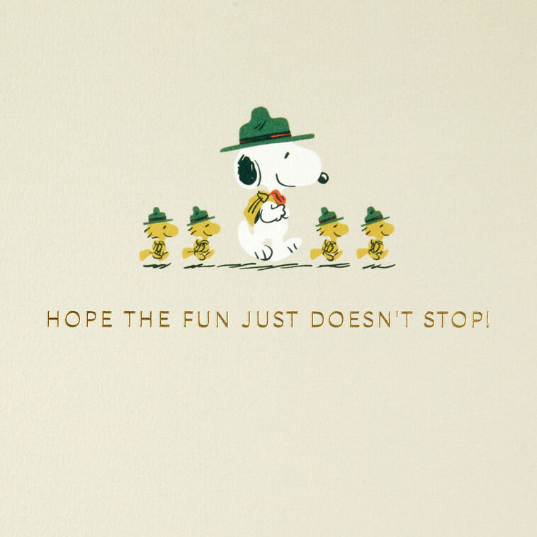 Peanuts® Beagle Scouts Snoopy Non-Stop Fun Birthday Card - Greeting ...