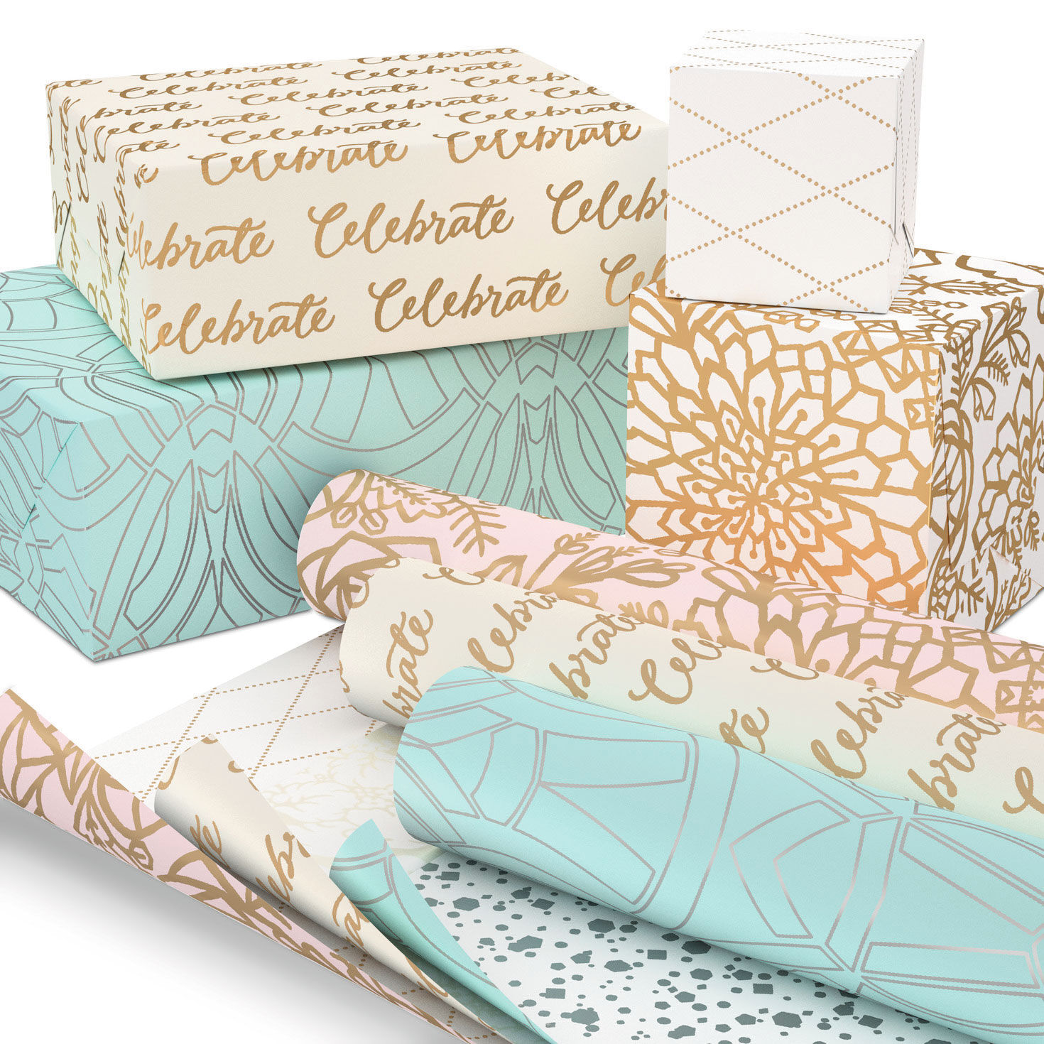 Pretty Pastels 3-Pack Reversible Wrapping Paper, 75 sq. ft. total, , large image number 2