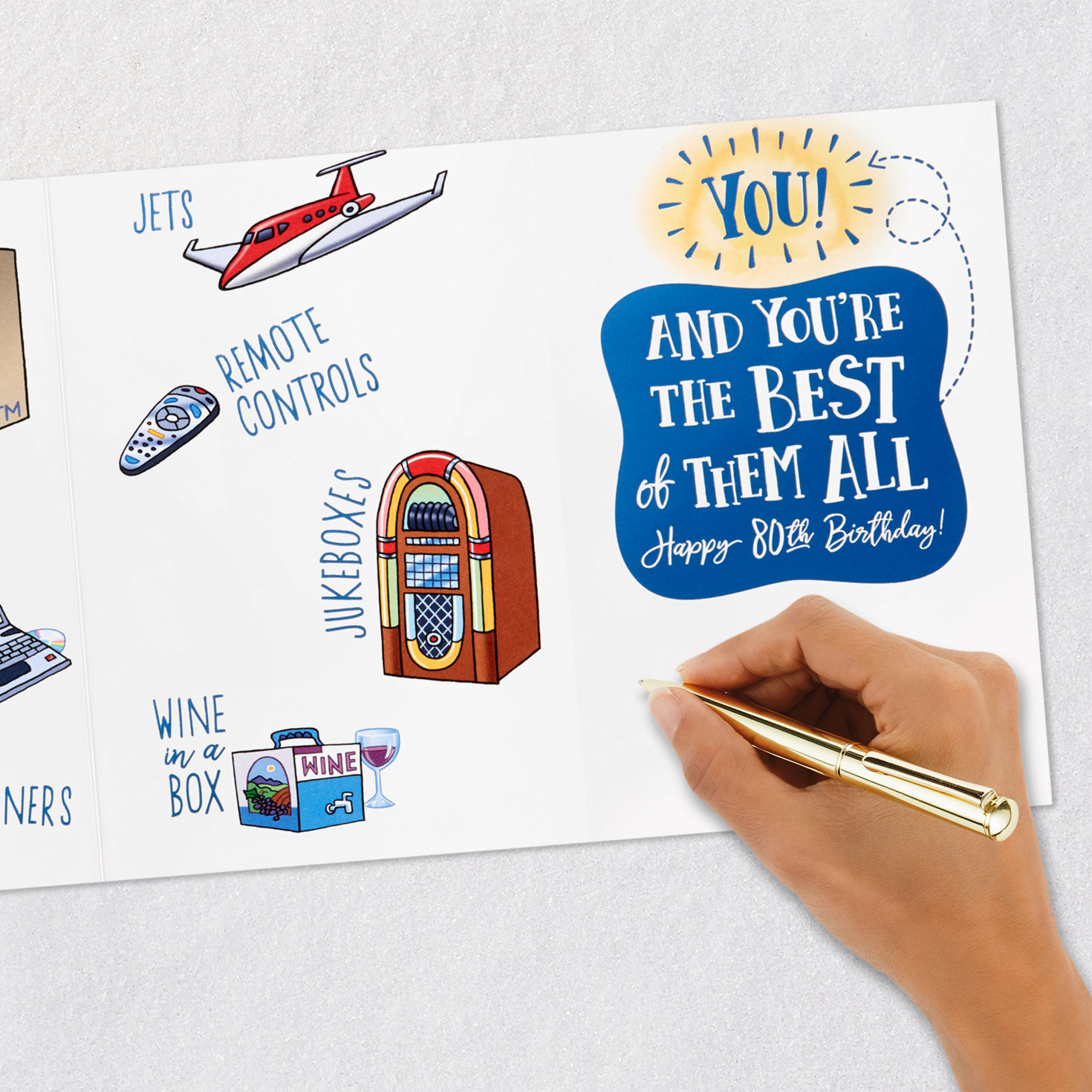 Inventions Funny 80th Birthday Card signing card image number 9