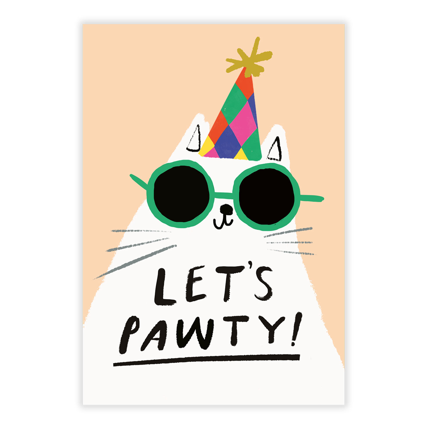 Cat in Hat, Sunglasses Personalized Birthday Card front image number 2