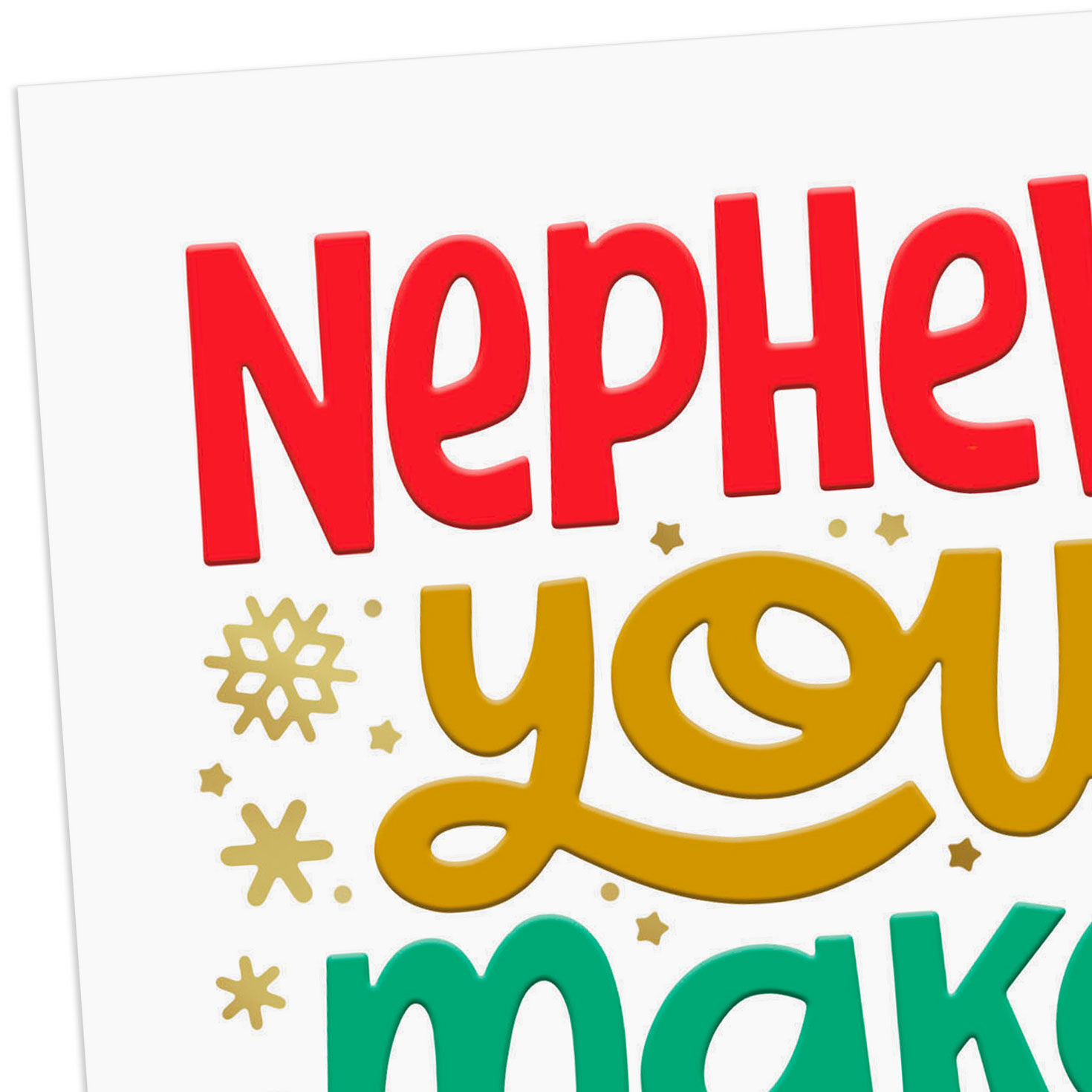 Colorful Typography Christmas Card for Nephew Card Front Detail image number 4