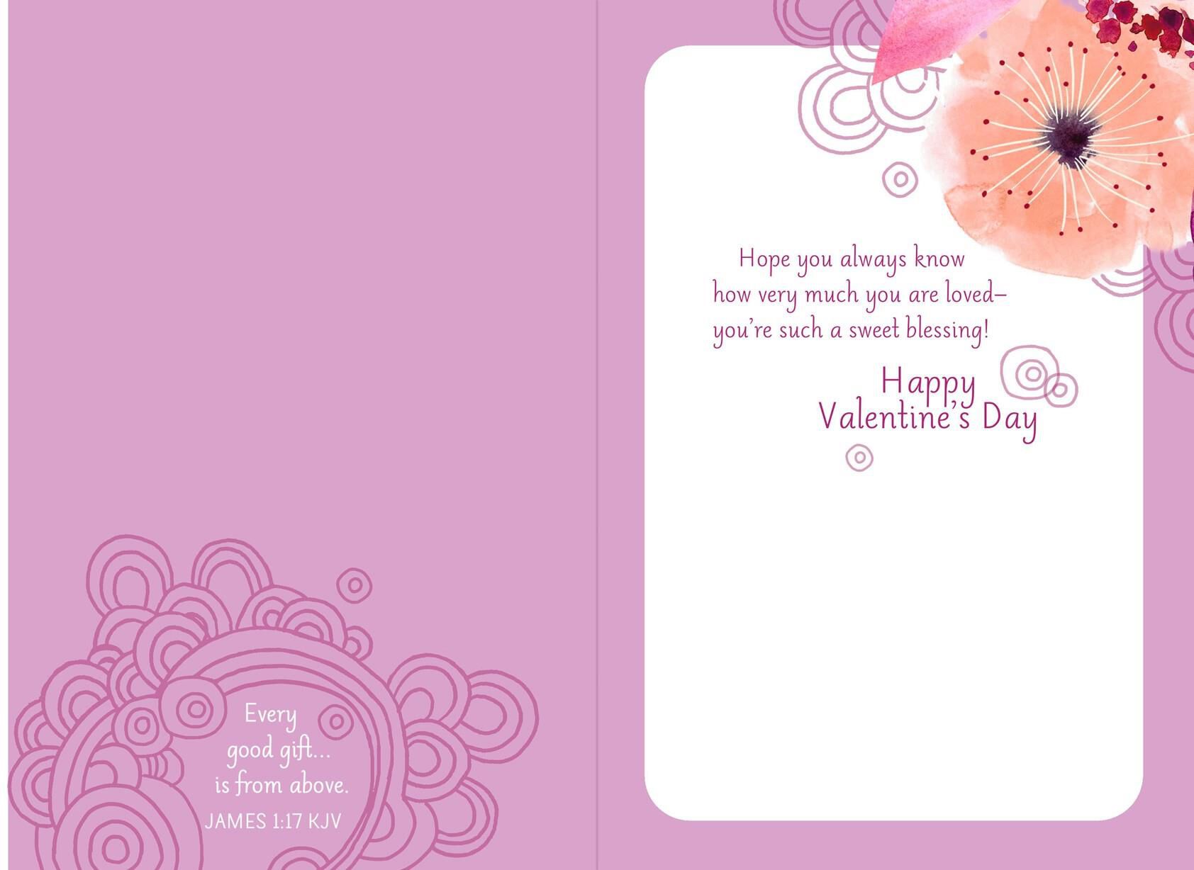 Pink Flowers Valentine's Day Card for Granddaughter Greeting Cards