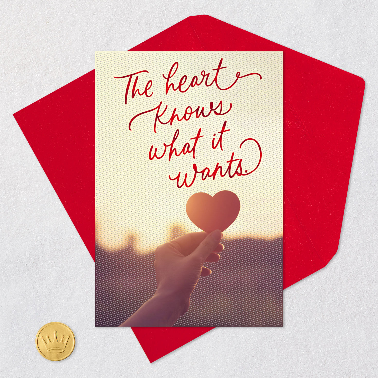 Hand Holding Heart Romantic Sweetest Day Card Card Front with Envelope and Gold Seal image number 5
