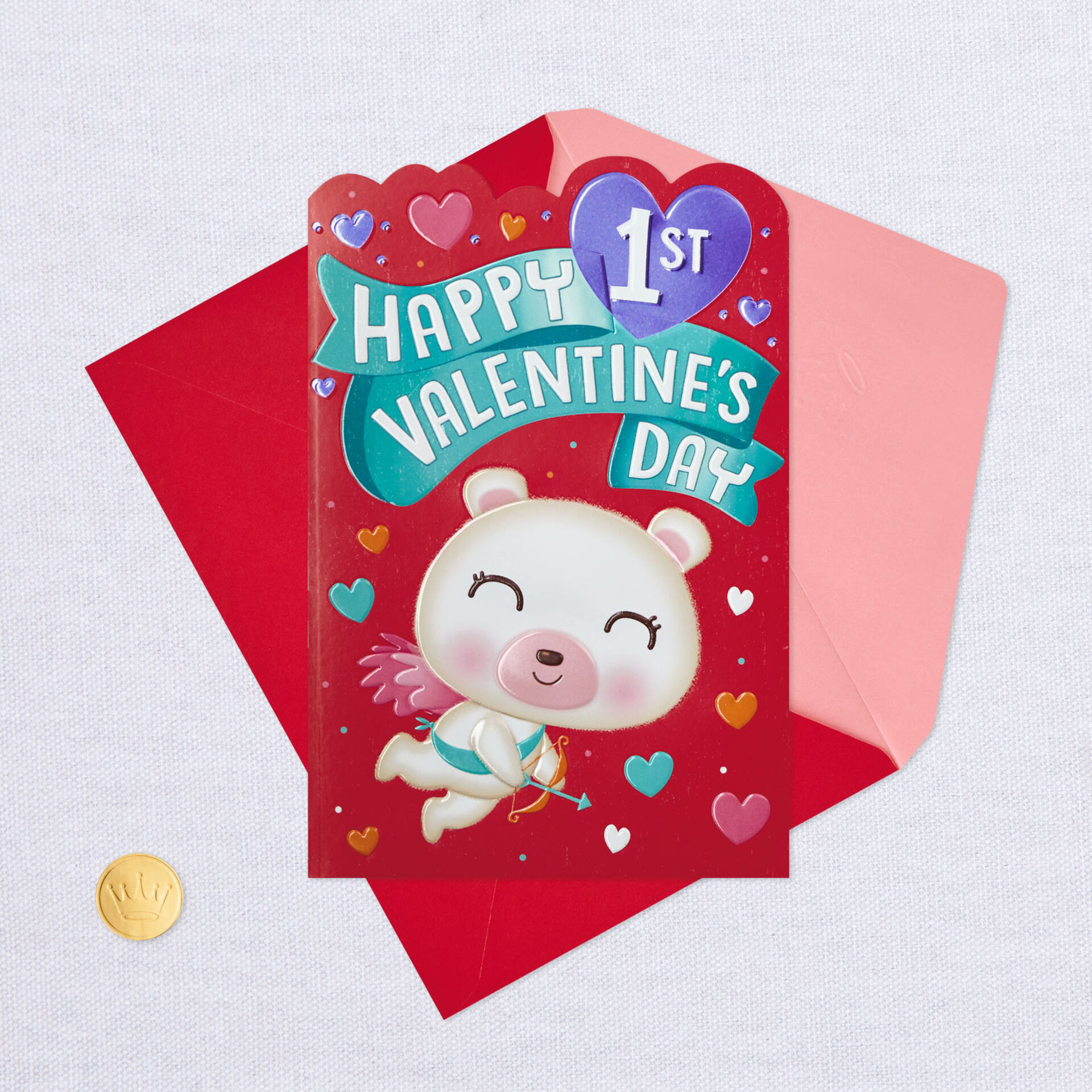 Baby's 1st Valentine's Day Card With Wearable Sticker Greeting Cards