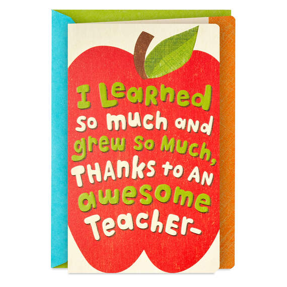 I Learned and Grew So Much Thank-You Card for Teacher From Kid, , large image number 1