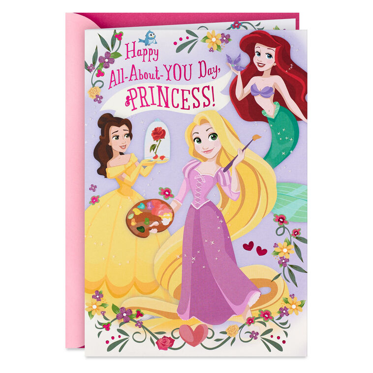 Disney Princesses All-About-You-Day Birthday Card with Door Hanger