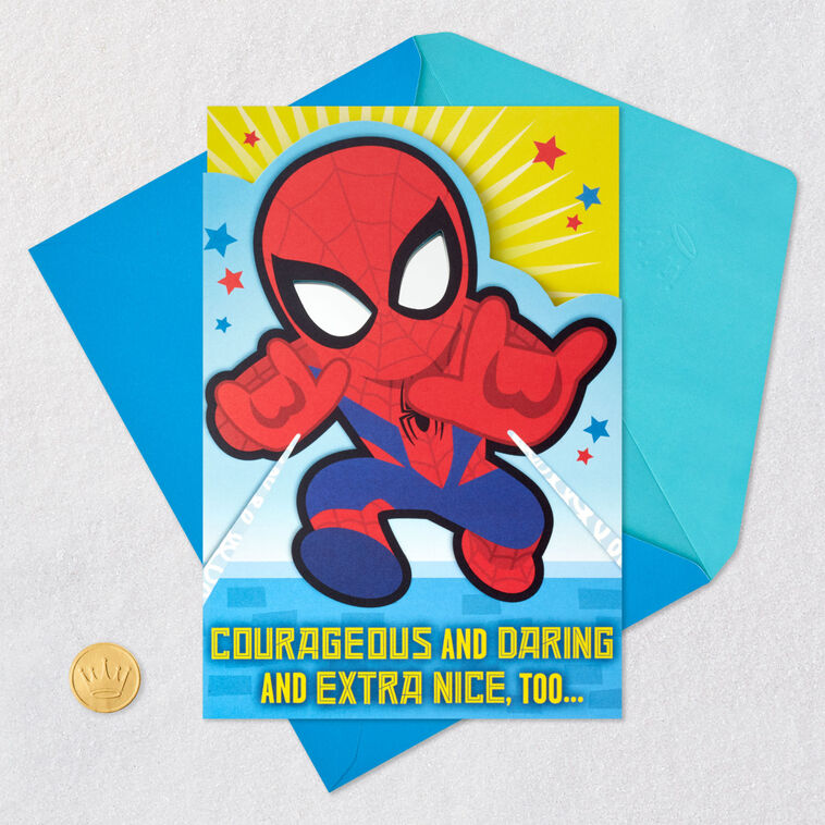 Marvel Spider-Man and Mirror Birthday Card for Kids Card Front with Envelope and Gold Seal image number 5