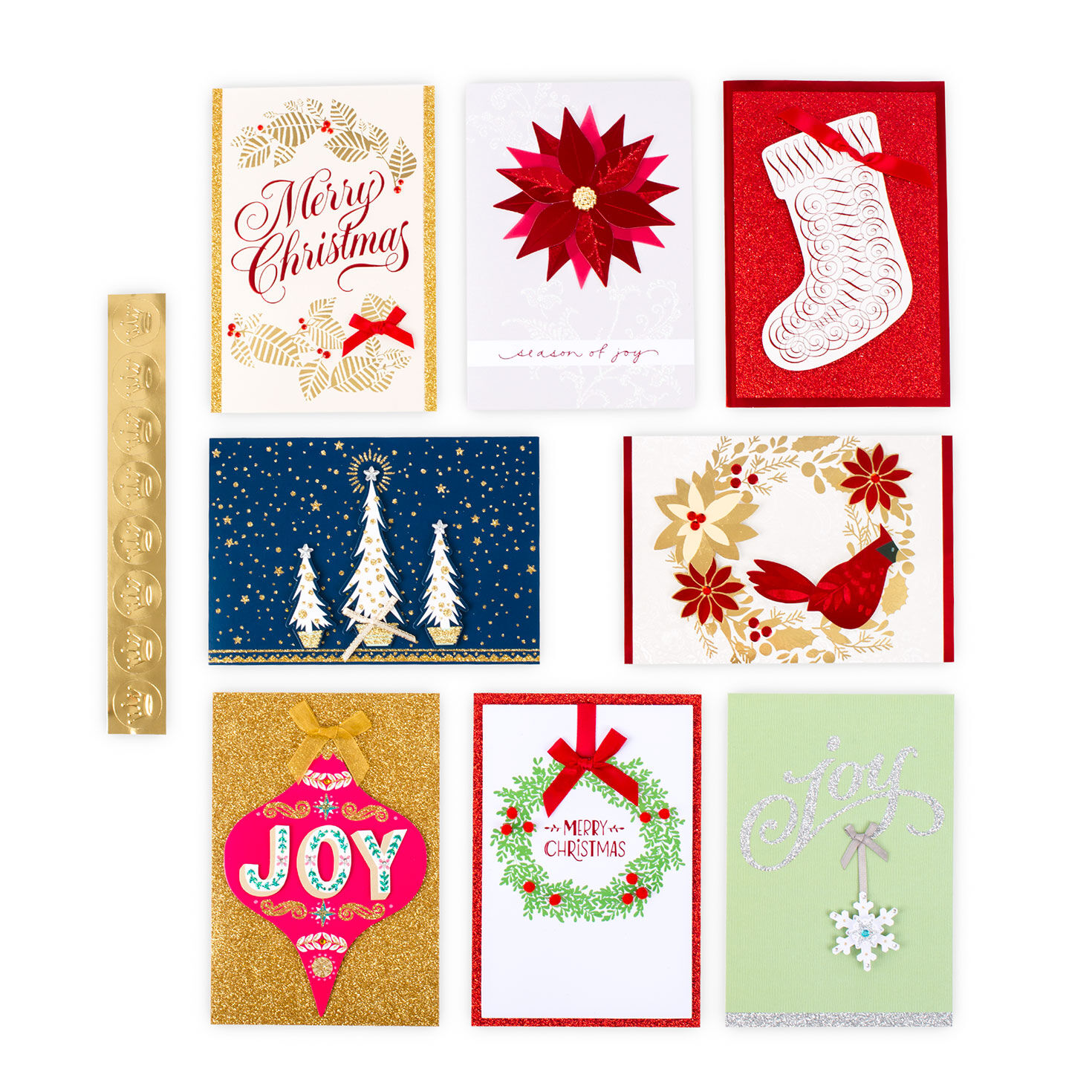 Handmade Christmas Card Assortment in Designed Box fronts with gold seals image number 3