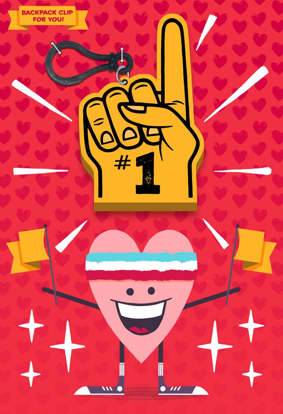 From Your Biggest Fan Valentine's Day Card With Backpack Clip