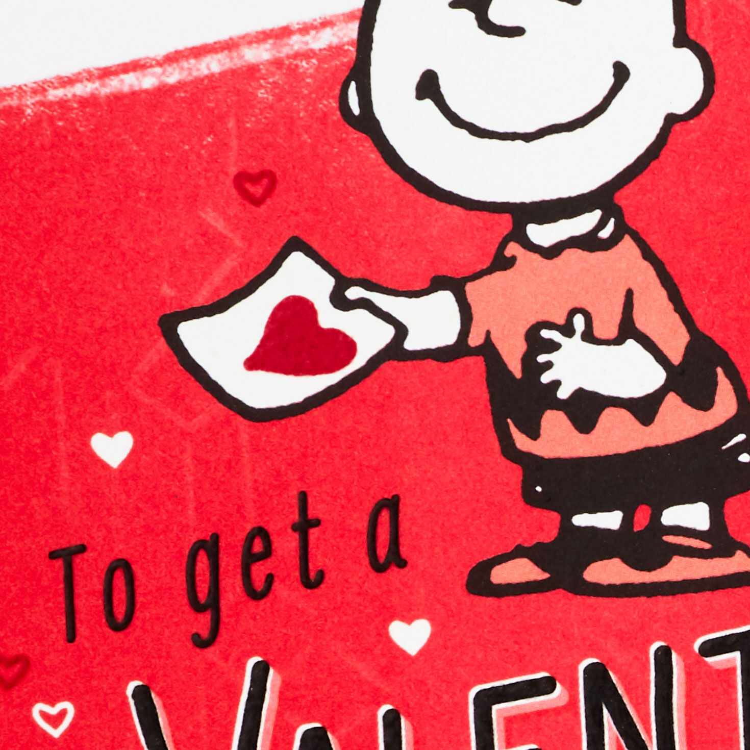 Red Peanuts Charlie Brown Valentine's Day Card Card Front Detail image number 4