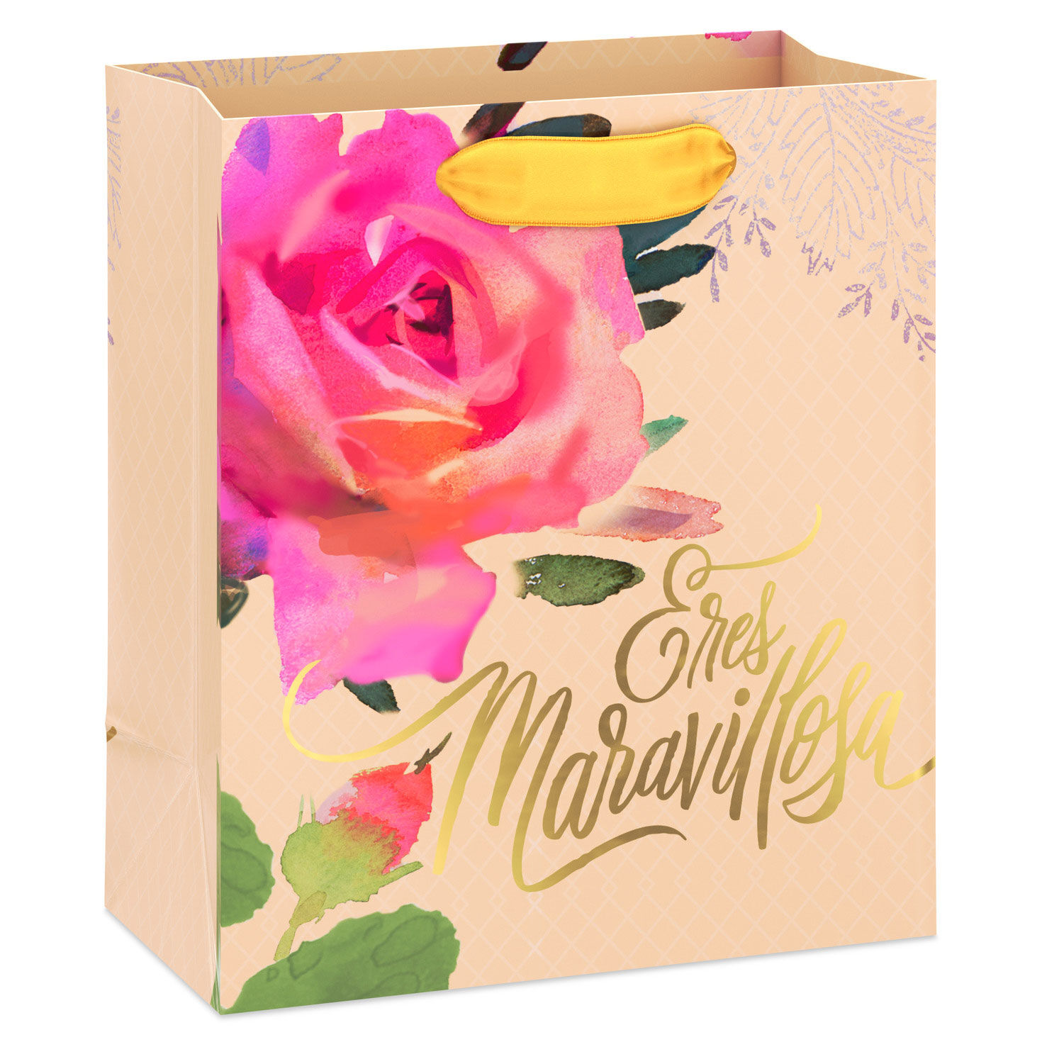 6.5" Eres Maravillosa With Watercolor Rose Small Gift Bag