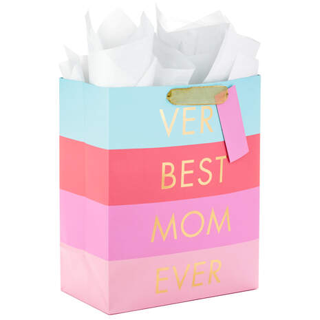 Very Best Mom Ever Large Gift Bag With Tissue and Tag, 13", , large