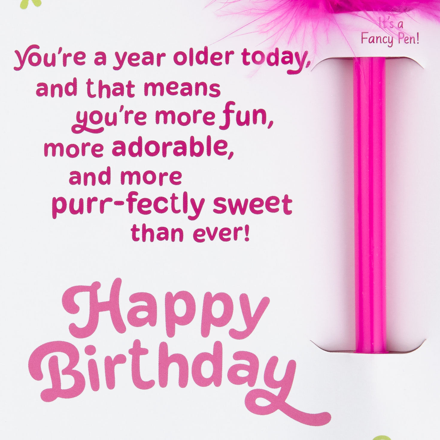 Disney The Aristocats Marie Purr-fectly Sweet Birthday Card with Feather-Topped Pen for only USD 7.59 | Hallmark