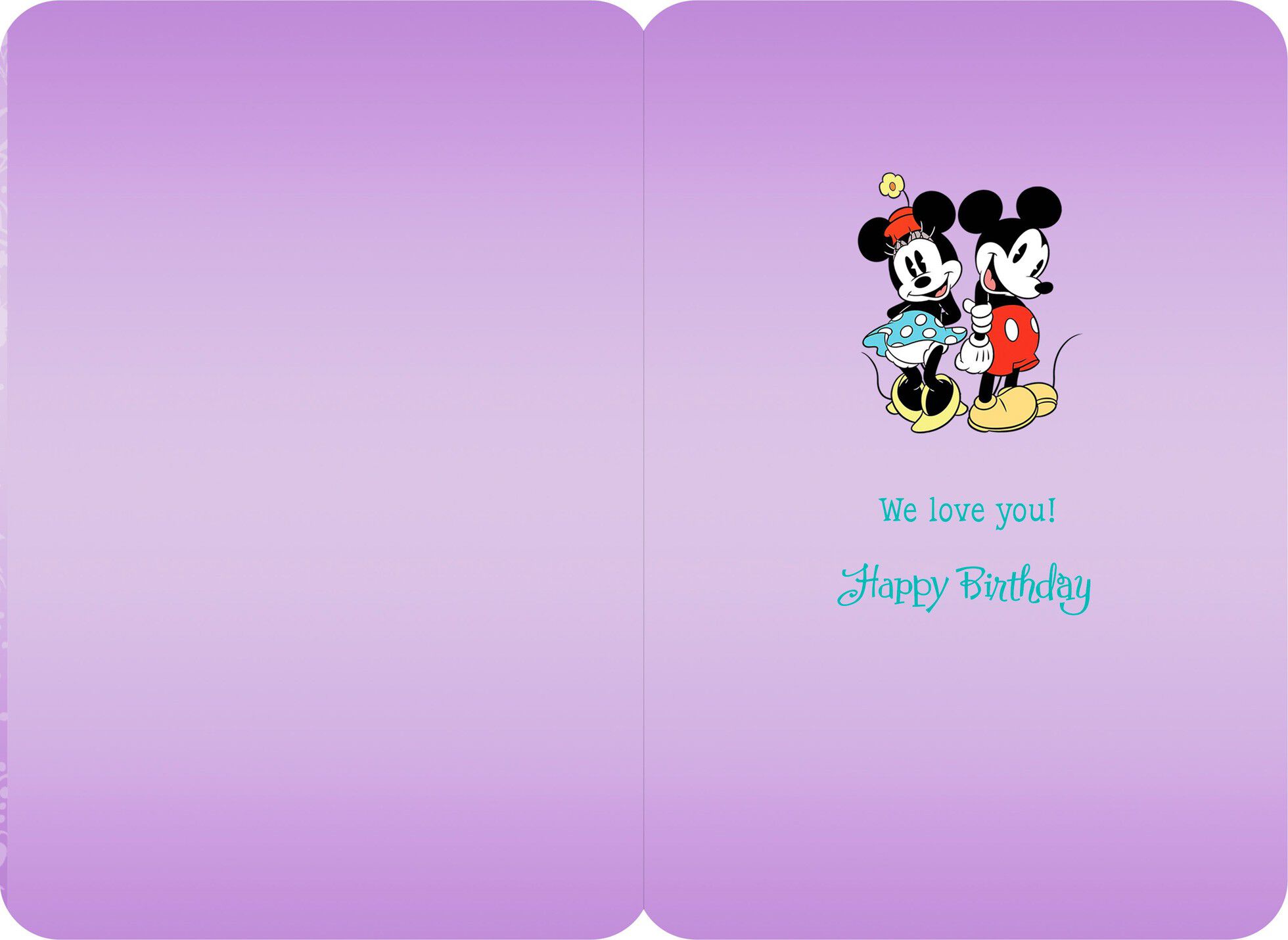 Mickey and Minnie We Love You, Mom Birthday Card