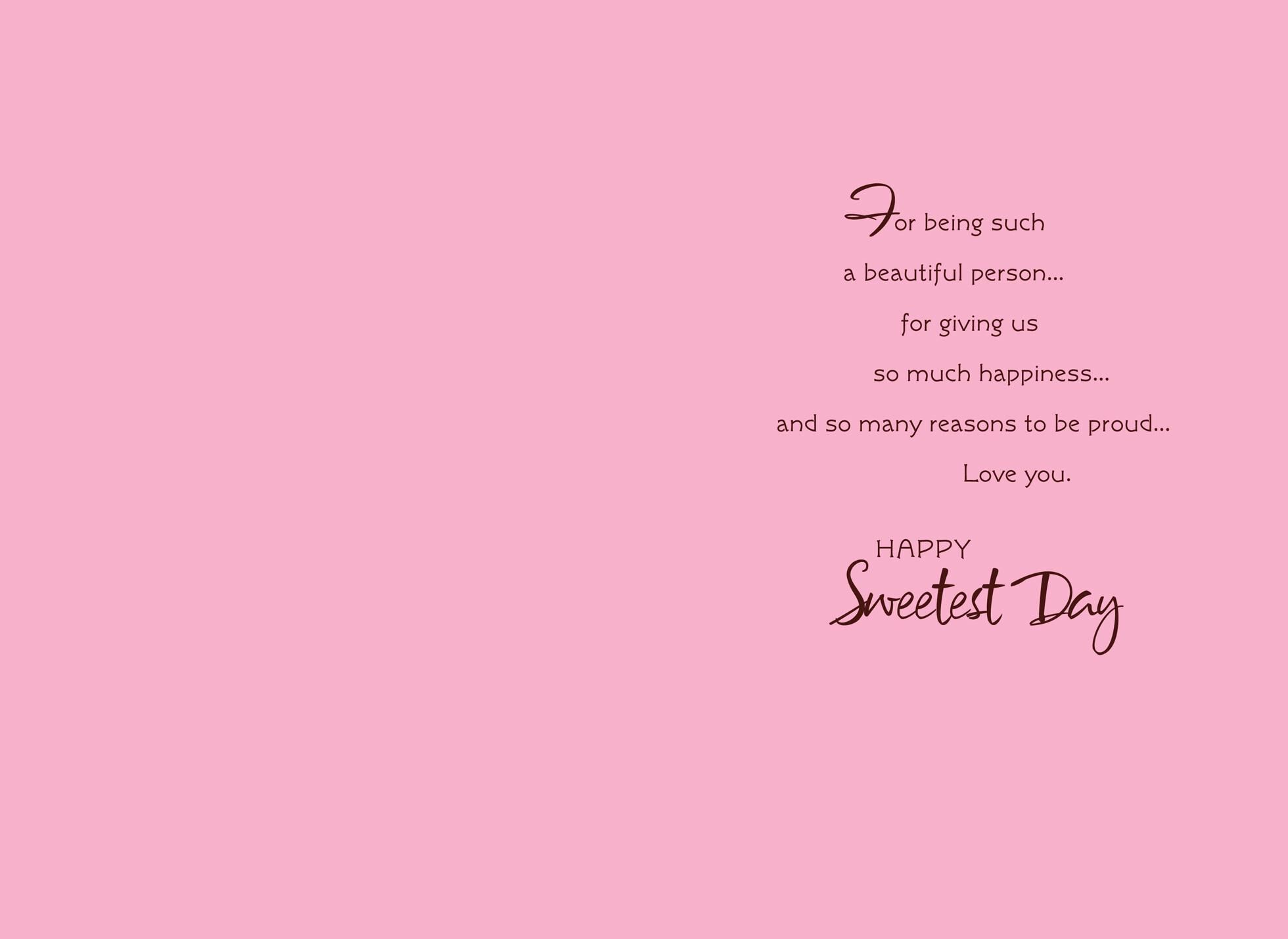 Pink Flowers with Gems Sweetest Day Card for Daughter