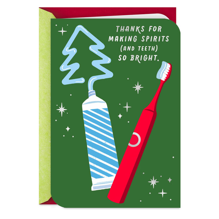 Making Spirits and Teeth So Bright Christmas Card for Dentist or Dental Hygienist