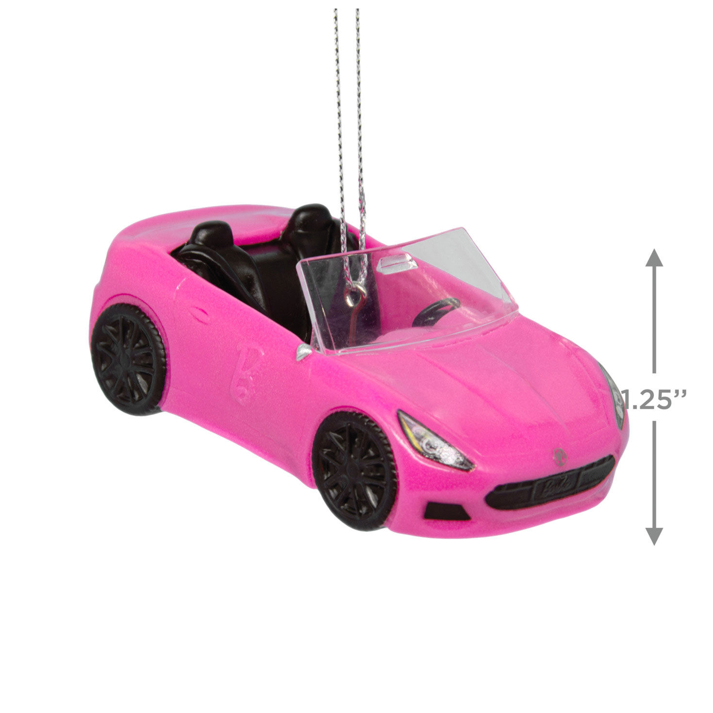 Pink Barbie Car Christmas Ornament measurement image number 3