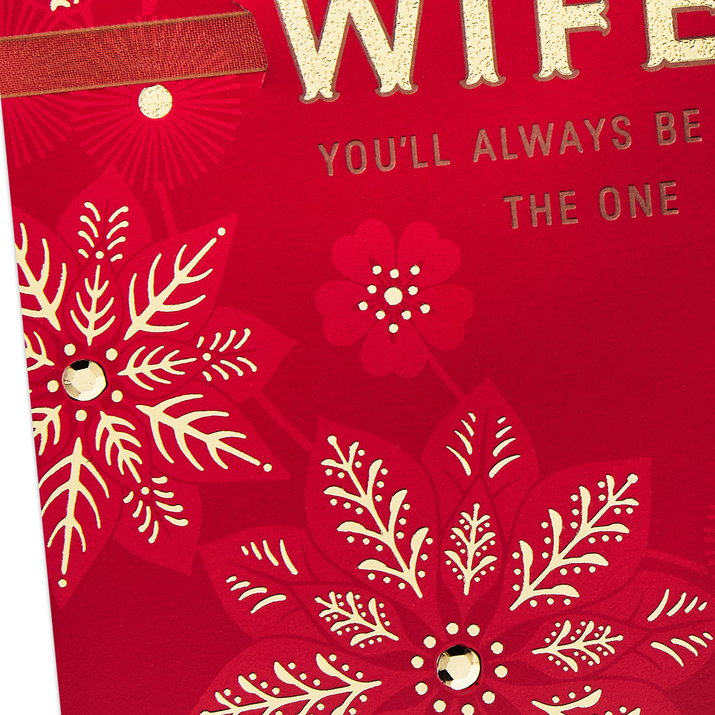 Red Poinsettias Romantic Christmas Card for Wife Card Front Detail image number 5