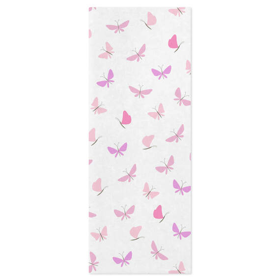 Pink Butterflies on White Tissue Paper, 6 sheets, , large image number 1