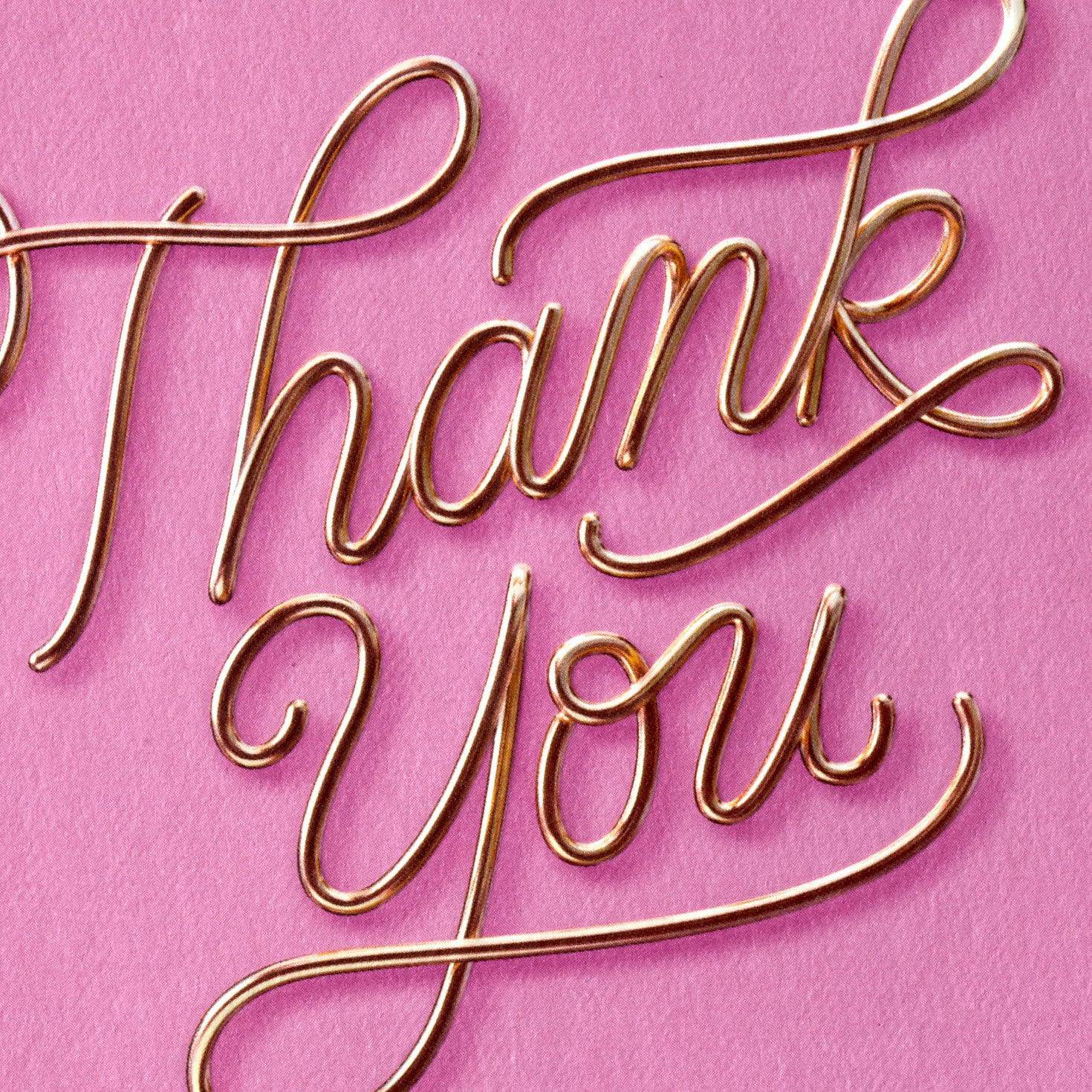 Wire Script on Pink Blank Thank You Note Cards Pack card front detail image number 3