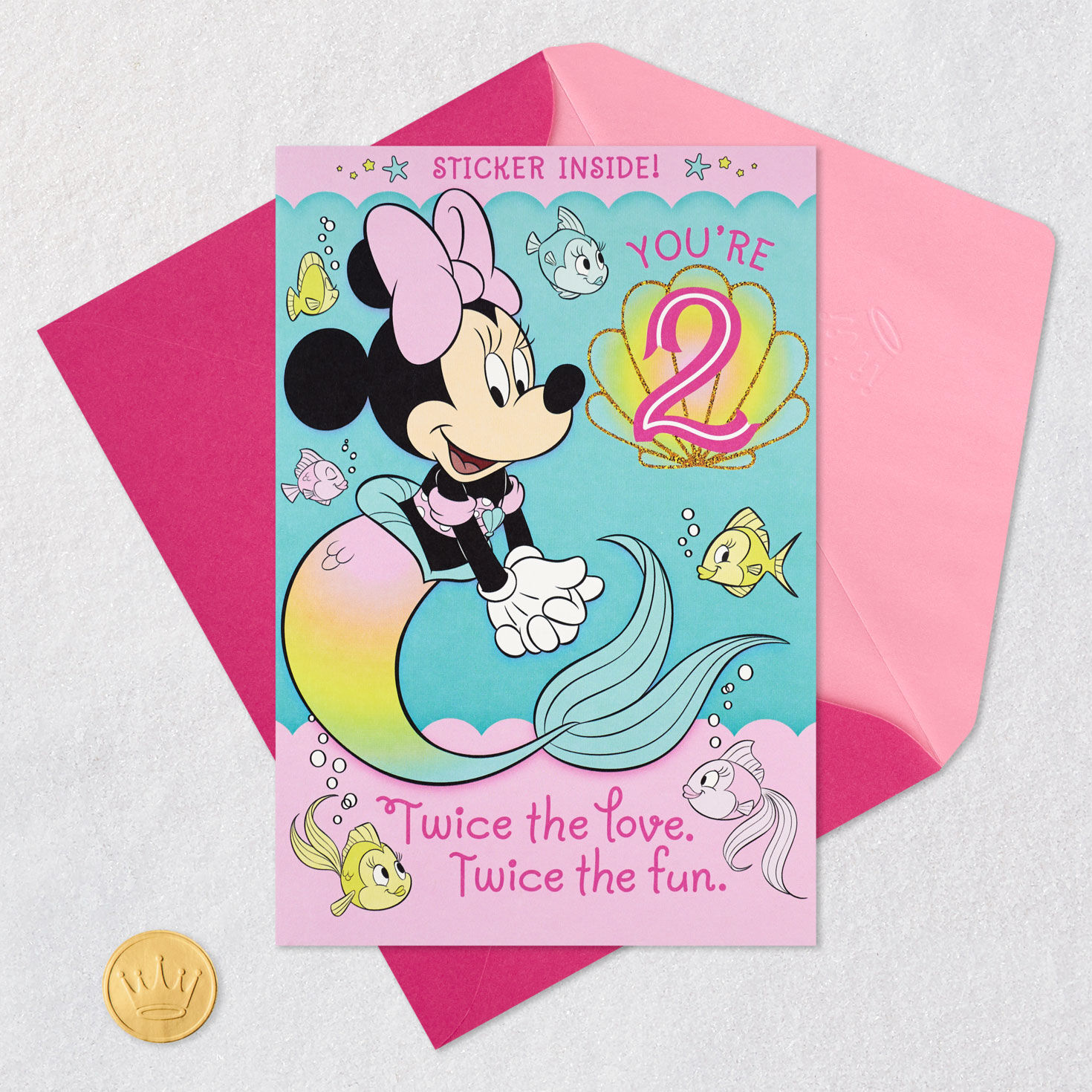 Disney Minnie Mouse You're Twice the Fun 2nd Birthday Card With Sticker, , large image number 6