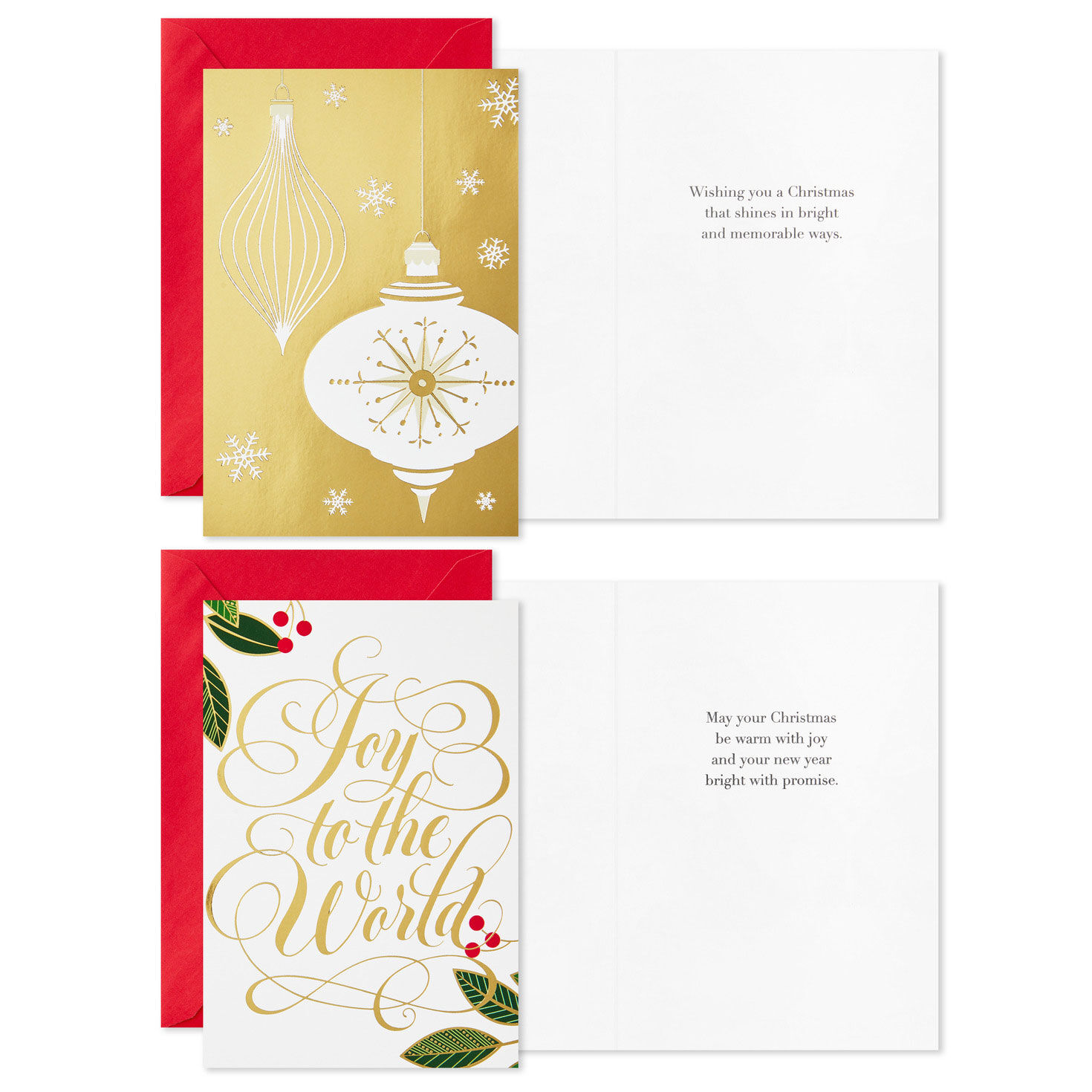 Gold Foil Classic Assorted Boxed Christmas Cards Card Front with Sentiment image number 3