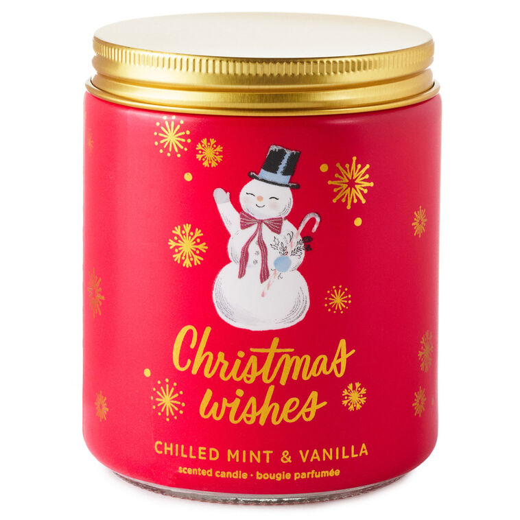 Christmas Wishes Chilled Mint and Vanilla Scented Jar Candle, 7 oz.