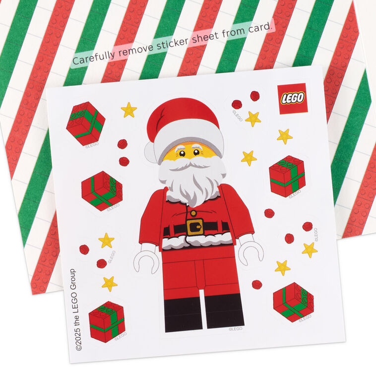 Lego Brick Santa Stickers Grandson Christmas Card Card Front Detail image number 5