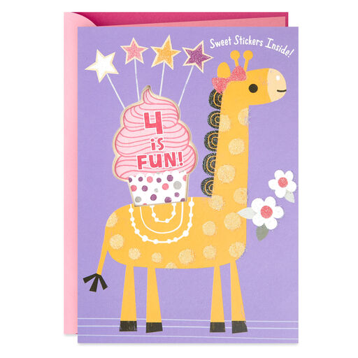Four Is Fun 4th Birthday Card With Stickers, 