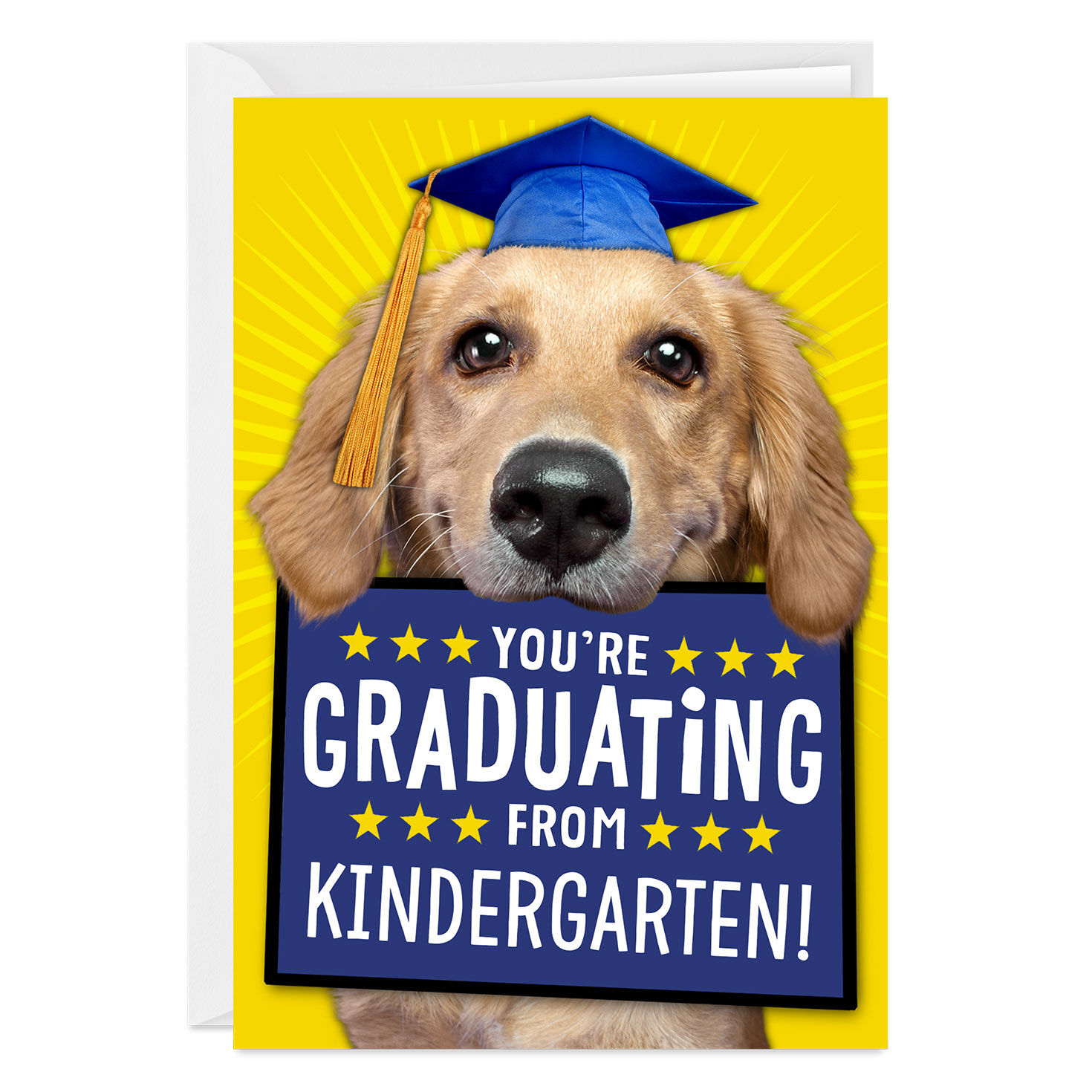 Cute Dog Grade Level Custom Graduation Card