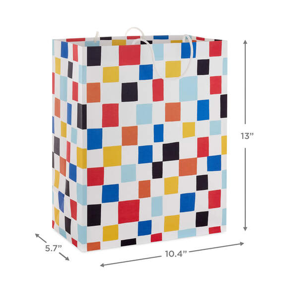 13" Colorful Checkered Large Gift Bag, , large image number 3